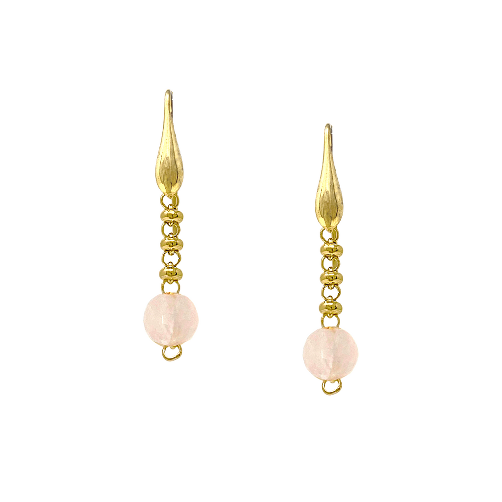 Bubbles Color Earrings in Gold with Rose Quartz