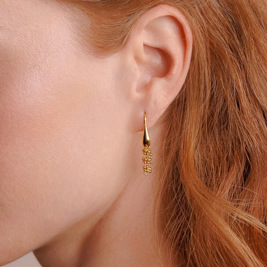 Mini Etruscan Links Earrings in Gold, Short