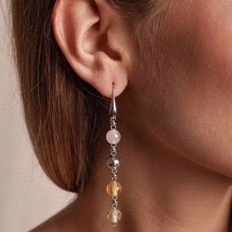 Bubbles Color Statement Earrings in Silver