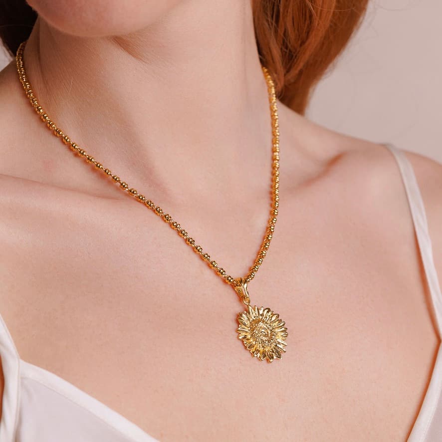 Sunflower Pendant in Gold, Small