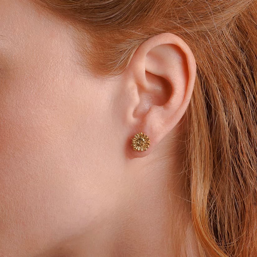 Sunflower Stud Earrings in Gold
