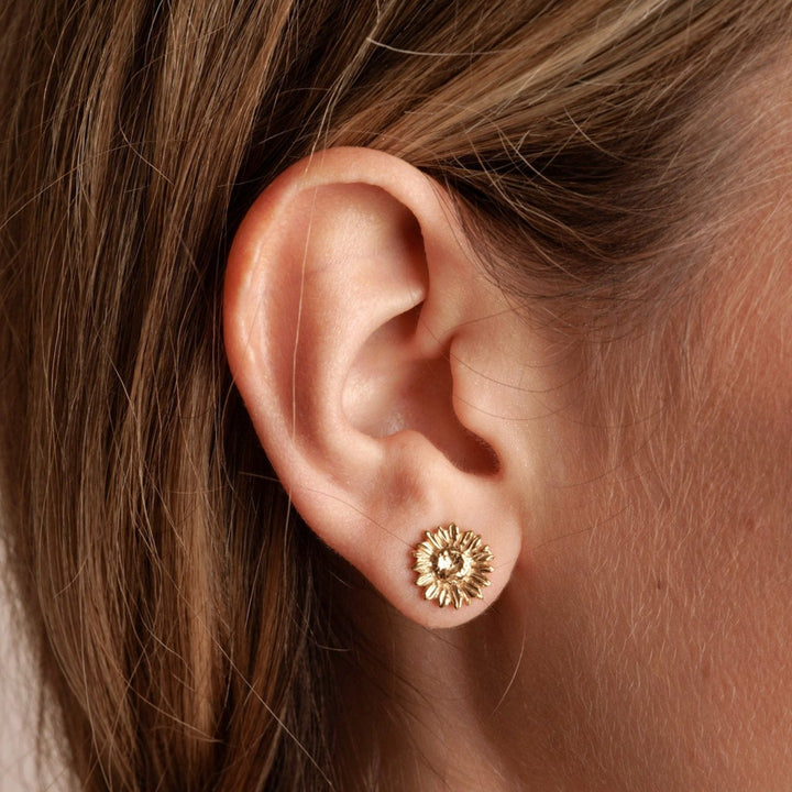 Sunflower Stud Earrings in Gold