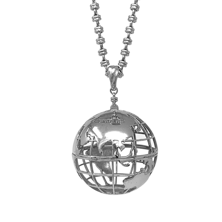 Large Globe Pendant in Silver