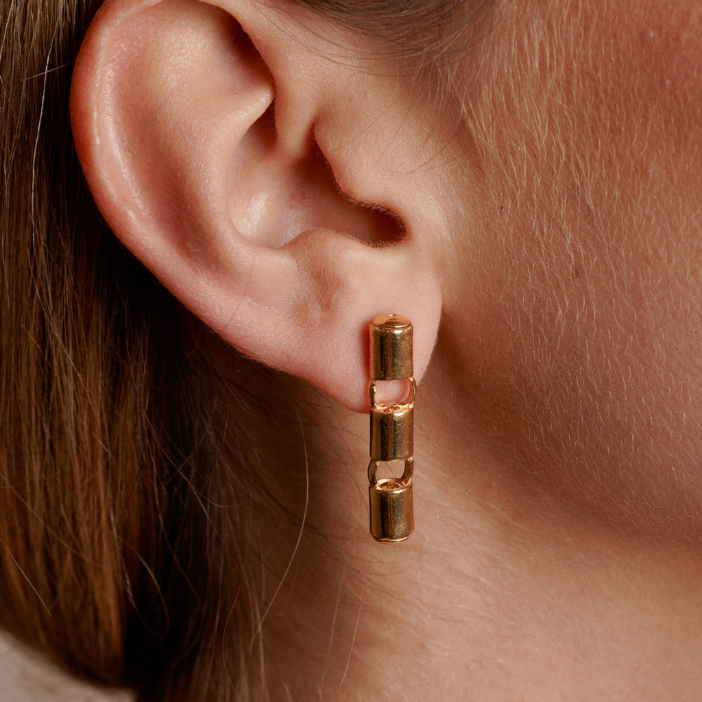Cylinders 7mm Earrings in Gold