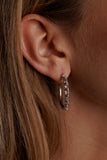 Links 3mm Large Hoop Earrings in Silver