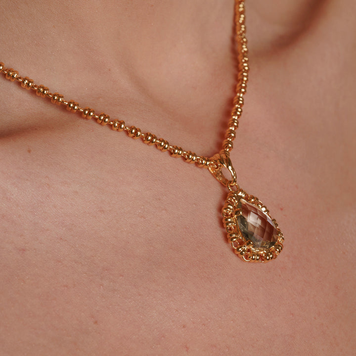 Filary Drop Pendant in Gold with Prasiolite