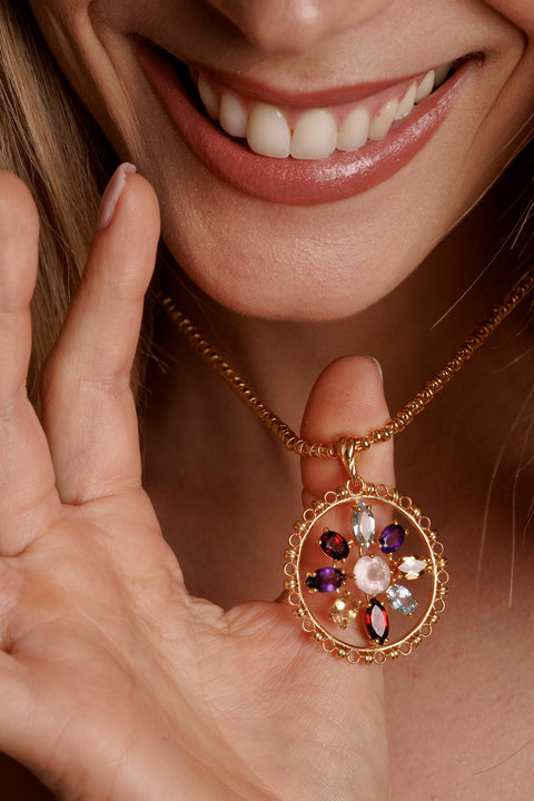 Rose Window Pendant in Gold