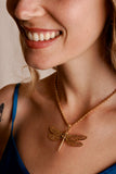 Large Dragonfly Pendant in Gold