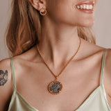 Large Filary Pendant in Antique Silver & Gold with Italia Coin