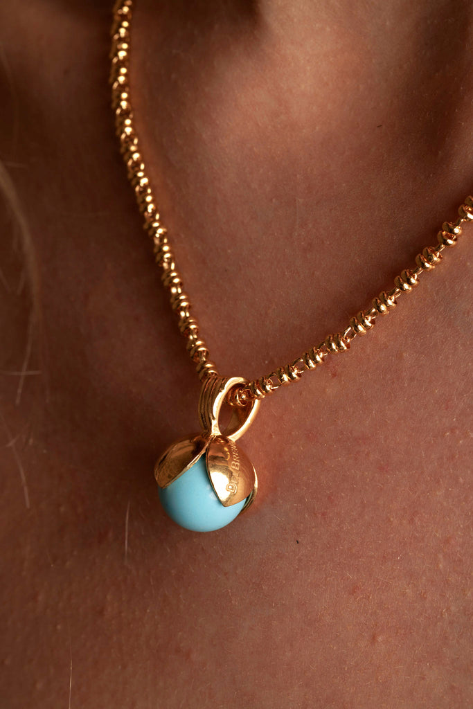 Magnolia Pendant in Gold with Turquoise