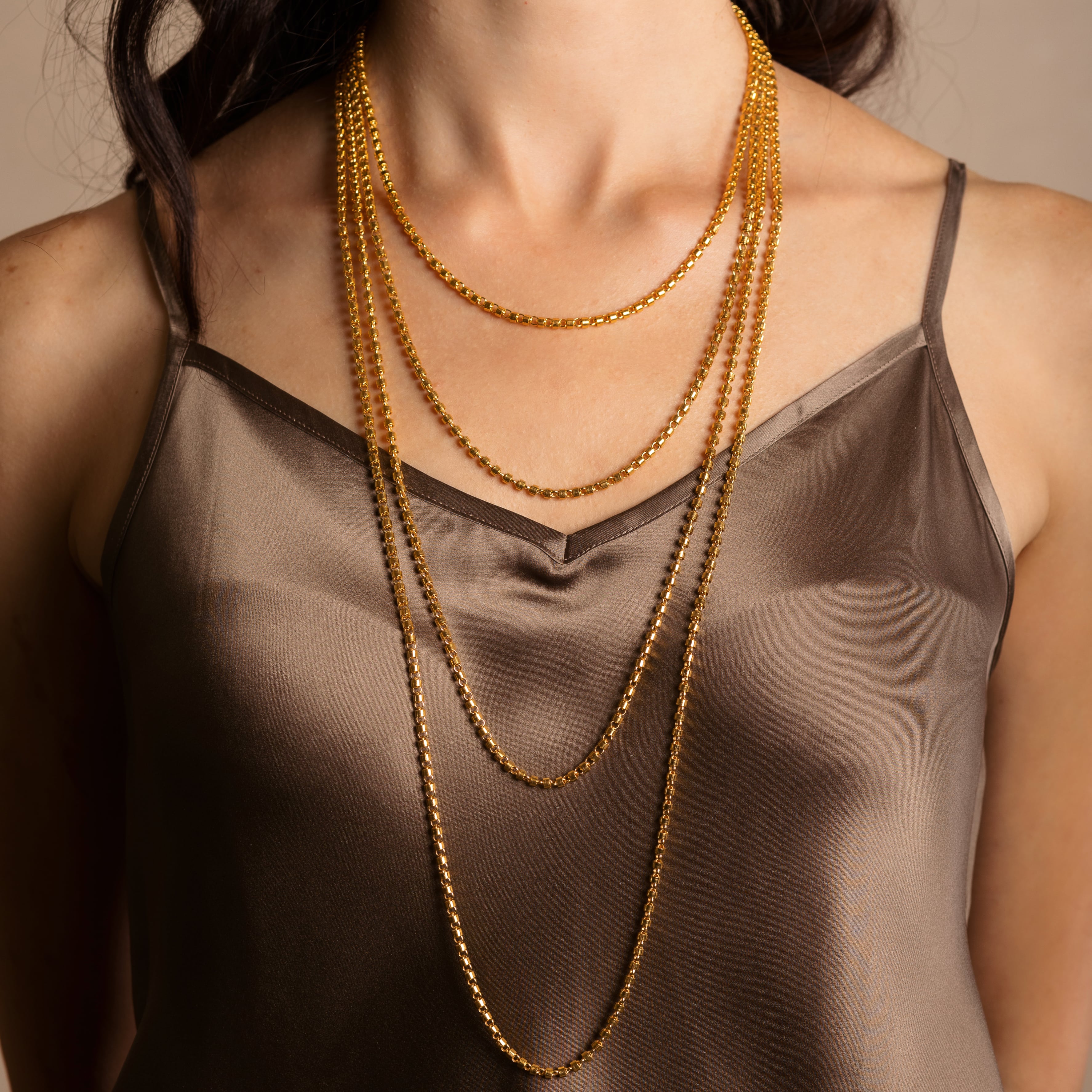 Cylinders Necklace in Gold